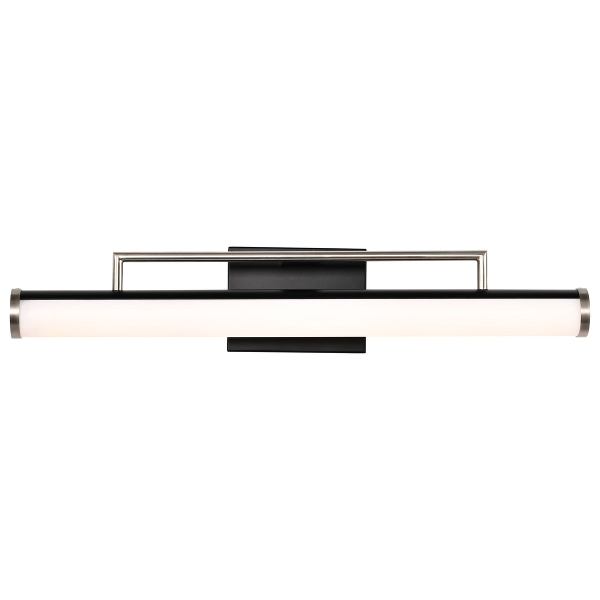 Solano LED Medium Vanity - Black and Brushed Nickel Finish - White Acrylic Lens