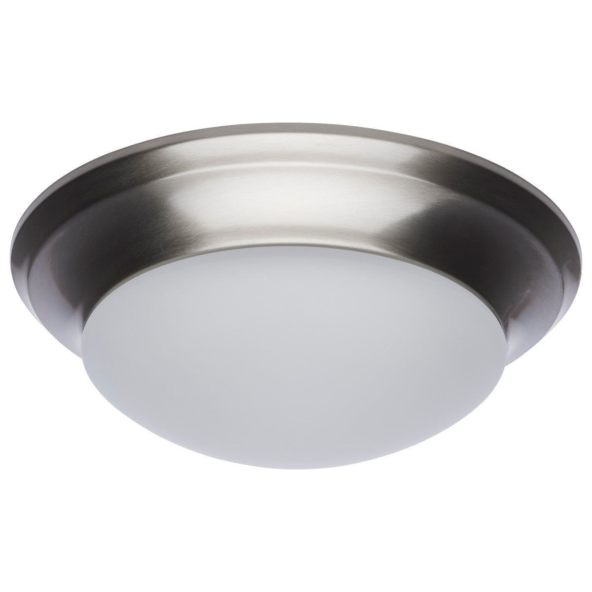 18W - Flush Mount Twist & Lock Fixture - LED - 12 in. - Brushed Nickel Finish - Frosted Glass for bedrooms and hallways