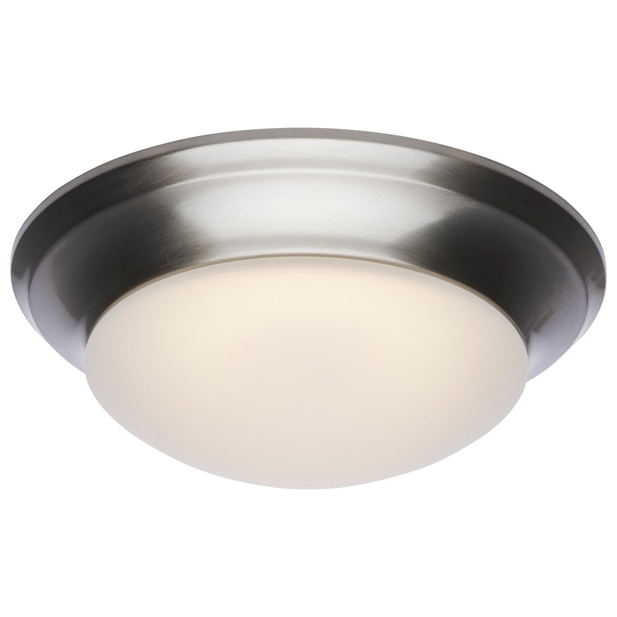 18W - Flush Mount Twist & Lock Fixture - LED - 12 in. - Brushed Nickel Finish - Frosted Glass