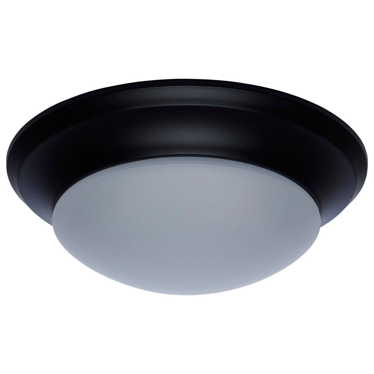 18W - Flush Mount Twist & Lock Fixture - LED - 12 in. - Matte Black Finish - Frosted Glass