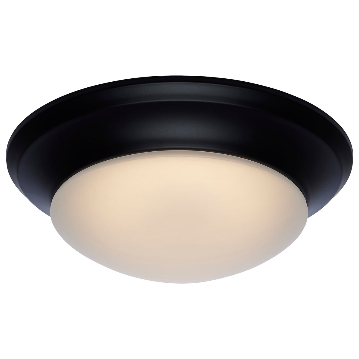 18W - Flush Mount Twist & Lock Fixture - LED - 12 in. - Matte Black Finish - Frosted Glass