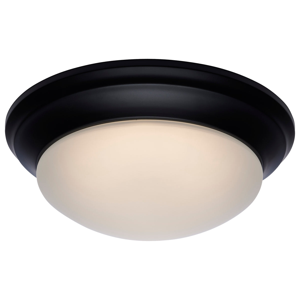 25W - Flush Mount Twist & Lock Fixture - LED - 14 in. - Matte Black Finish - Frosted Glass