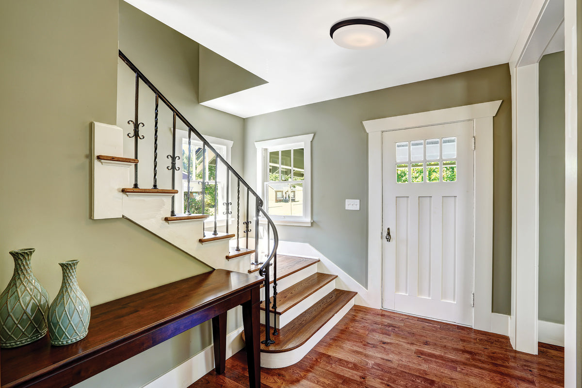 Dale - LED Flush Fixture with Opal Frosted Glass - Mahogany Bronze Finish