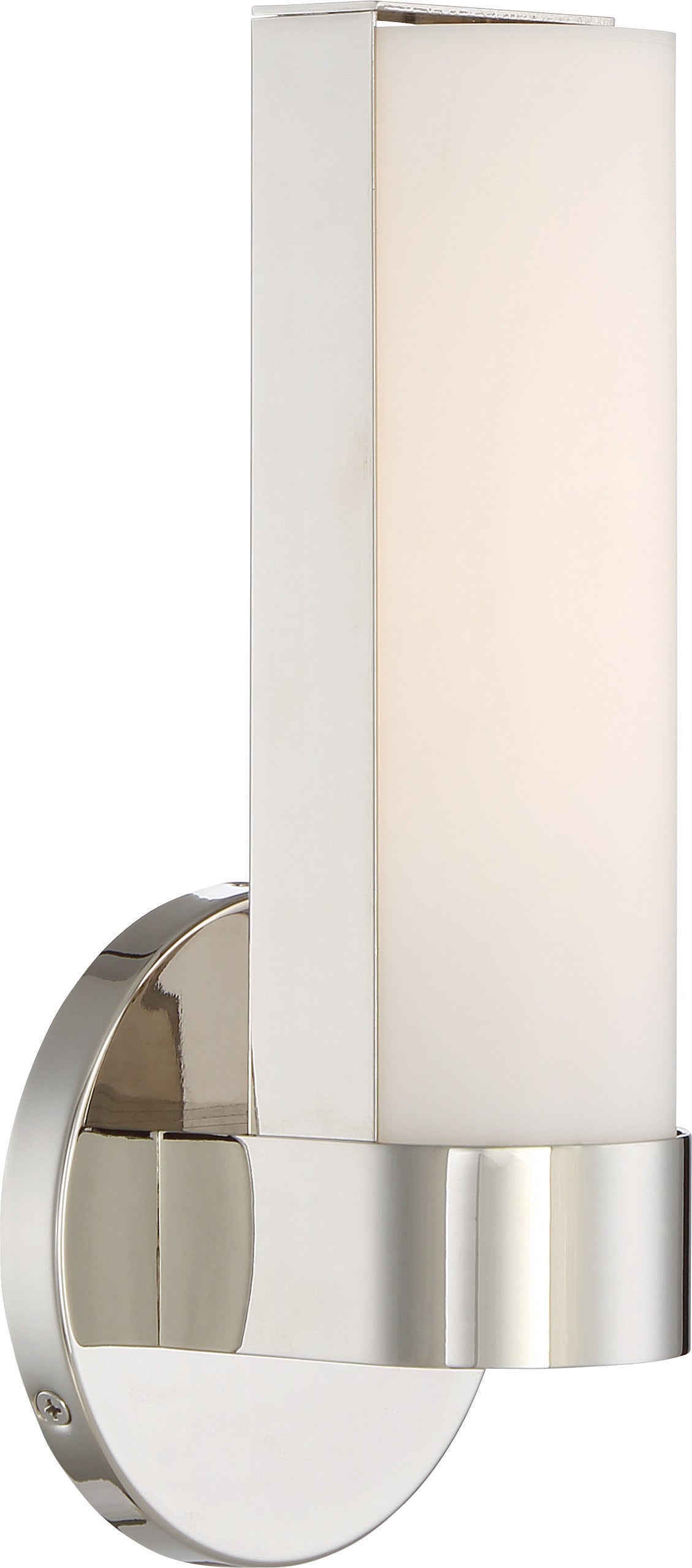 Bond - Single 9-1/2 in. - LED Sconce with White Acrylic Lens - Polished Nickel Finish bulb or fixture view