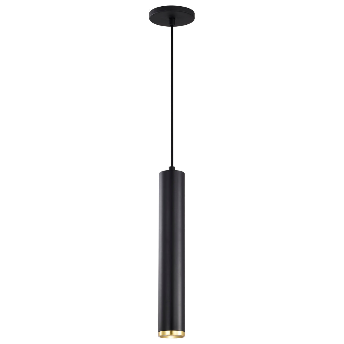 Century - 12 Watt - 16" - LED Pendant - Matte Black and Brushed Brass Finish bulb or fixture view