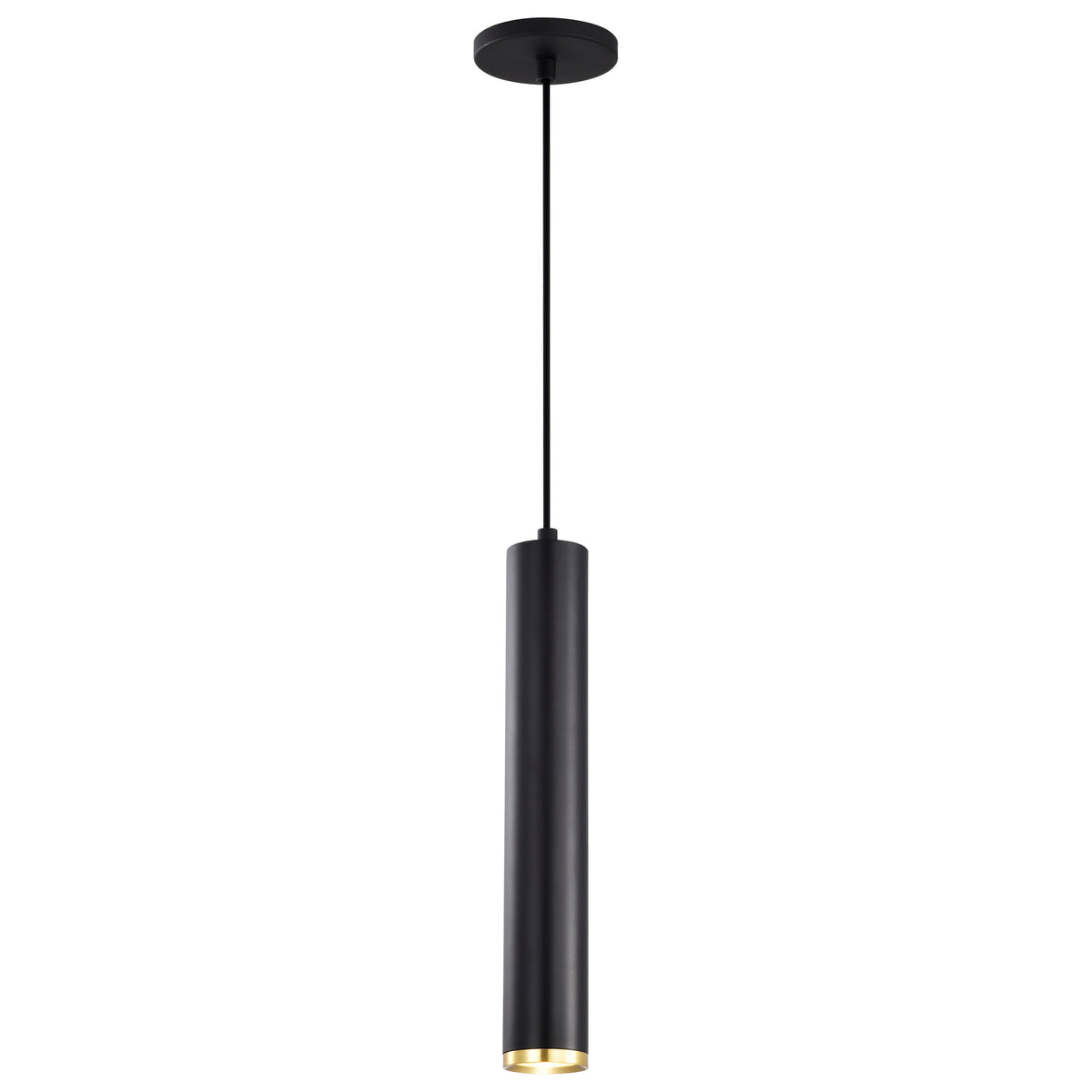 Century - 12 Watt - 16" - LED Pendant - Matte Black and Brushed Brass Finish