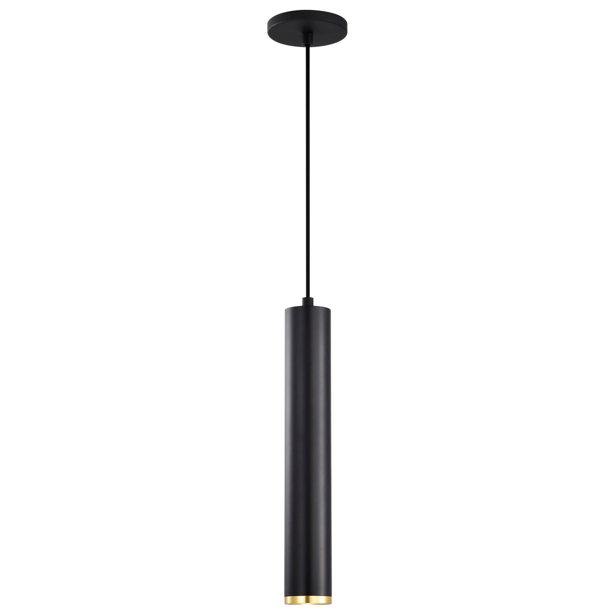 Century - 12 Watt - 16" - LED Pendant - Matte Black and Brushed Brass Finish