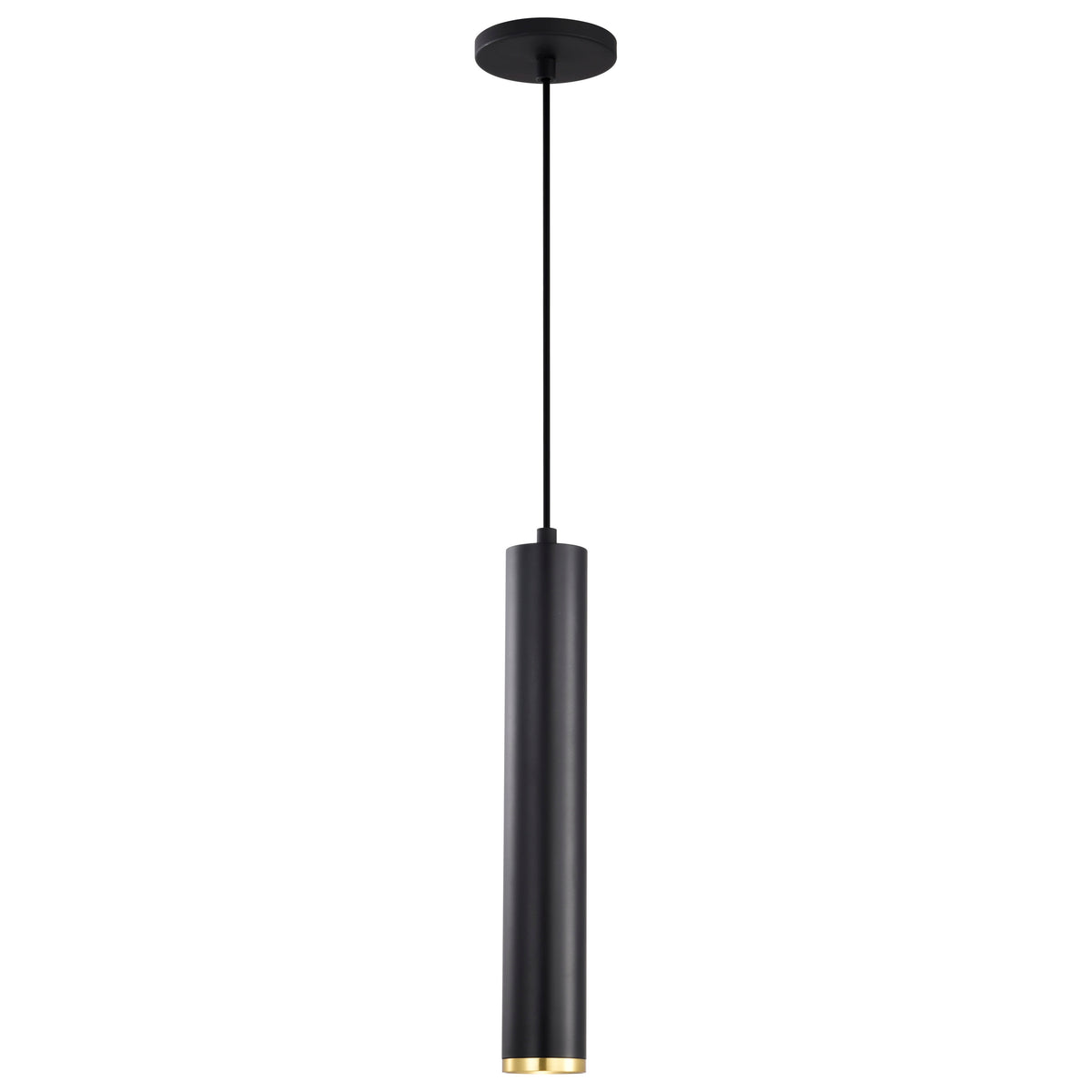 Century - 12 Watt - 16" - LED Pendant - Matte Black and Brushed Brass Finish