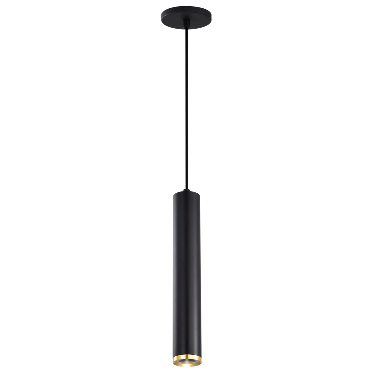 Century - 12 Watt - 16" - LED Pendant - Matte Black and Brushed Brass Finish