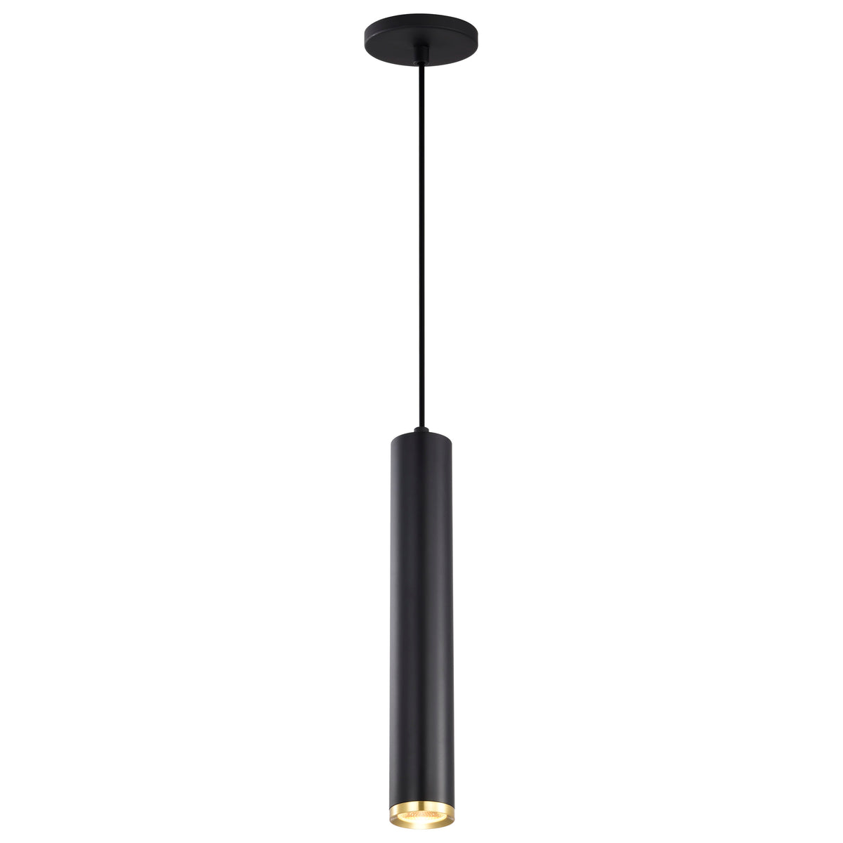 Century - 12 Watt - 16" - LED Pendant - Matte Black and Brushed Brass Finish