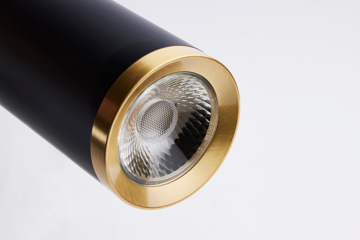 Century - 12 Watt - 16" - LED Pendant - Matte Black and Brushed Brass Finish