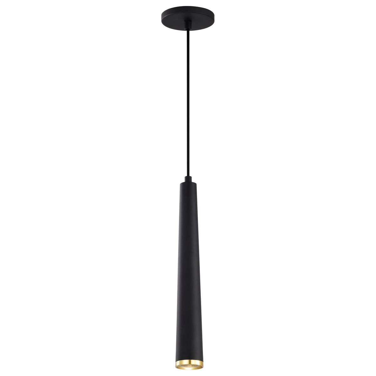 Melrose - 12 Watt - 16" - LED Pendant - Matte Black and Brushed Brass Finish bulb or fixture view
