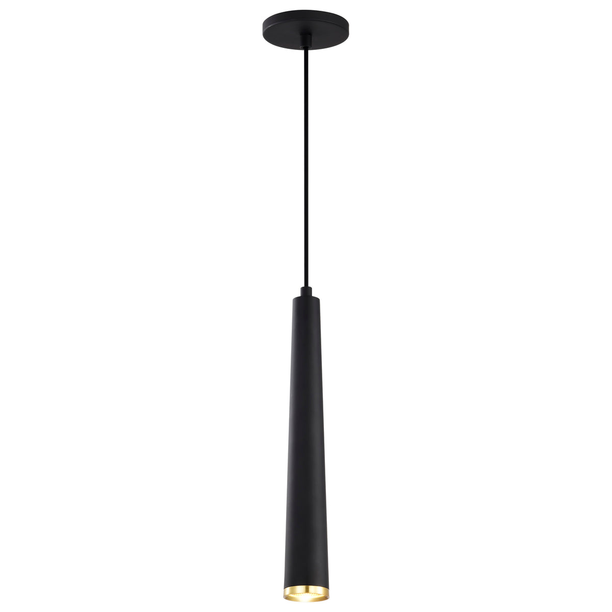 Melrose - 12 Watt - 16" - LED Pendant - Matte Black and Brushed Brass Finish