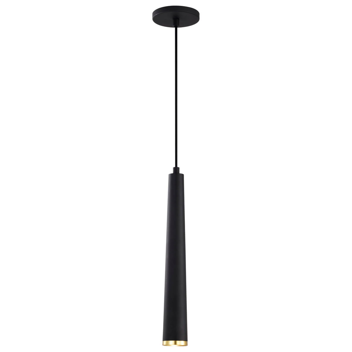 Melrose - 12 Watt - 16" - LED Pendant - Matte Black and Brushed Brass Finish