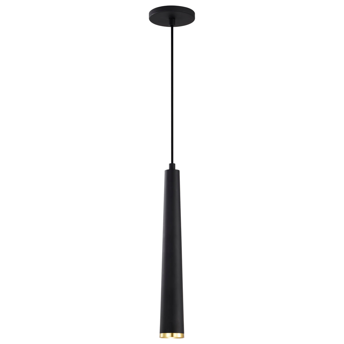 Melrose - 12 Watt - 16" - LED Pendant - Matte Black and Brushed Brass Finish