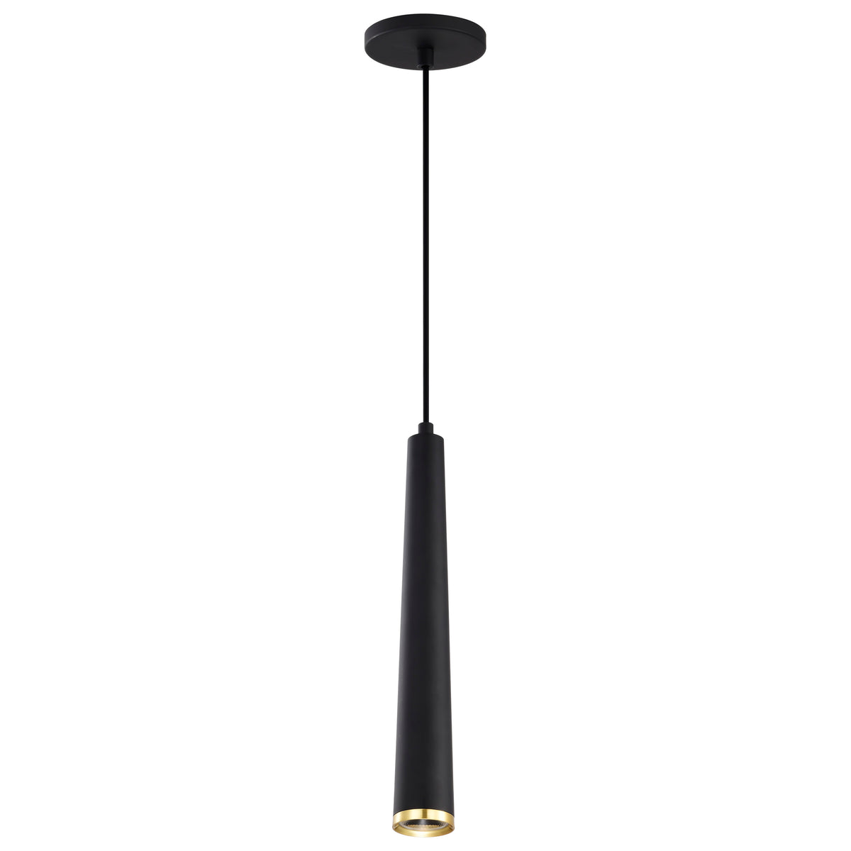 Melrose - 12 Watt - 16" - LED Pendant - Matte Black and Brushed Brass Finish