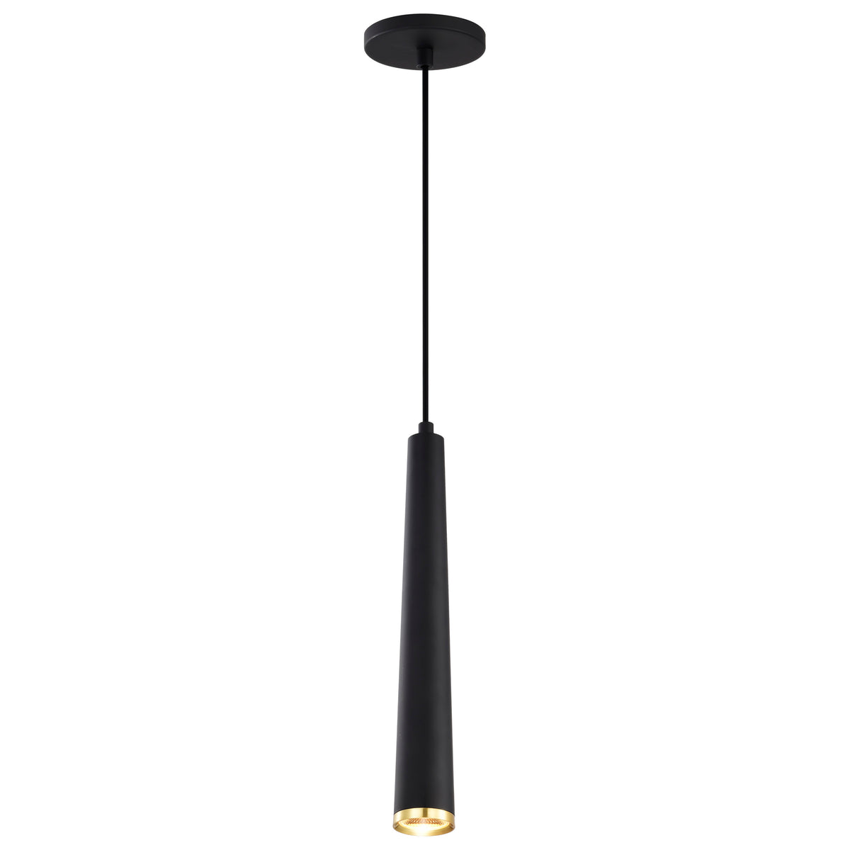 Melrose - 12 Watt - 16" - LED Pendant - Matte Black and Brushed Brass Finish