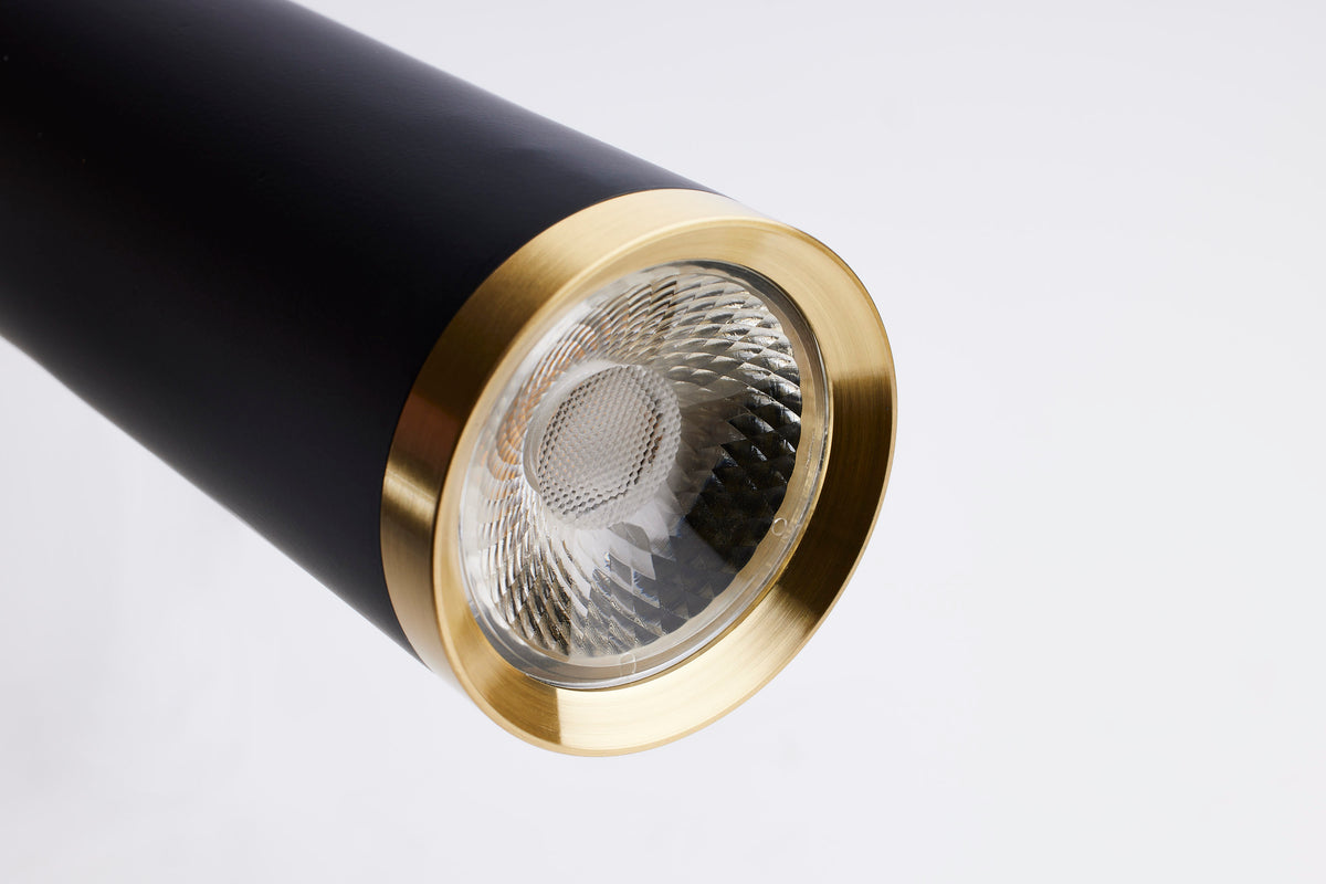 Melrose - 12 Watt - 16" - LED Pendant - Matte Black and Brushed Brass Finish