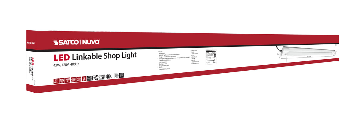 42W - LED Shop Light - White Finish - 4000K