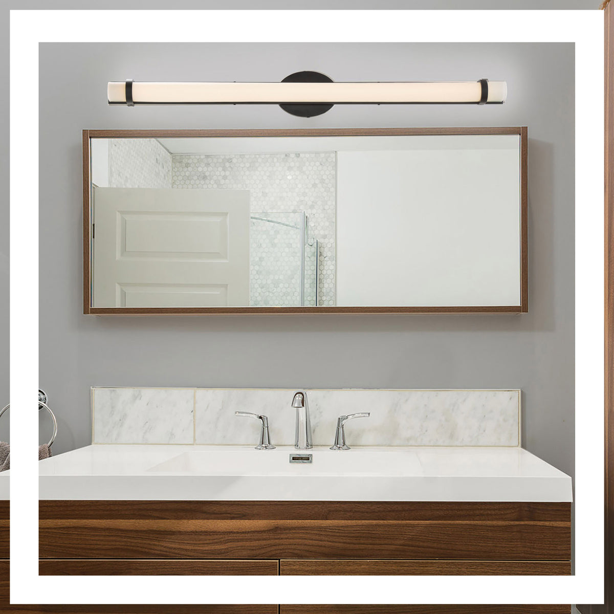 Slice 36 in. - LED Wall Sconce - Aged Bronze Finish White Acrylic Lens