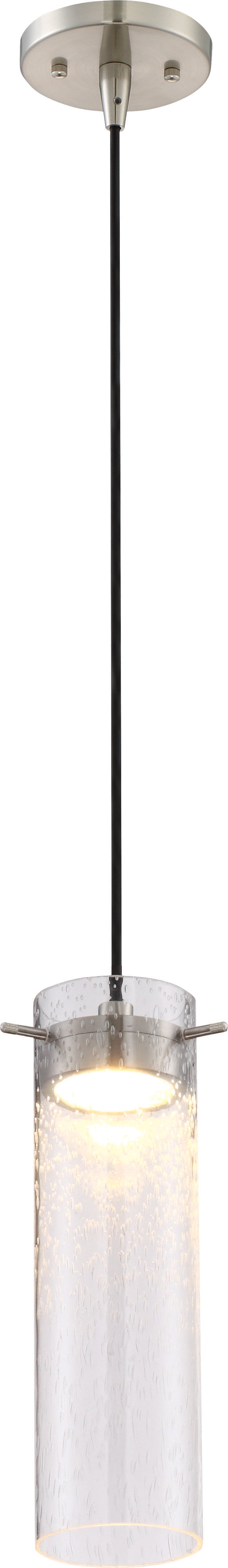 Pulse - LED Mini Pendant with Clear Seeded Glass - Brushed Nickel Finish lighting product