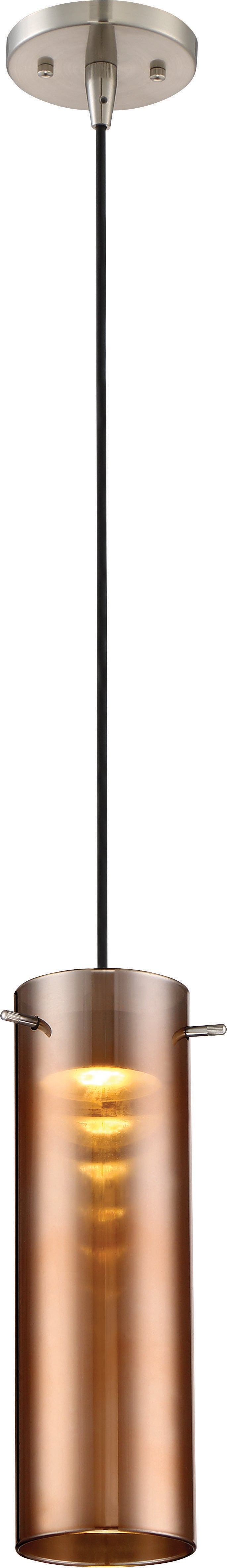 Pulse - LED Mini Pendant with Copper Glass - Brushed Nickel Finish bulb or fixture view