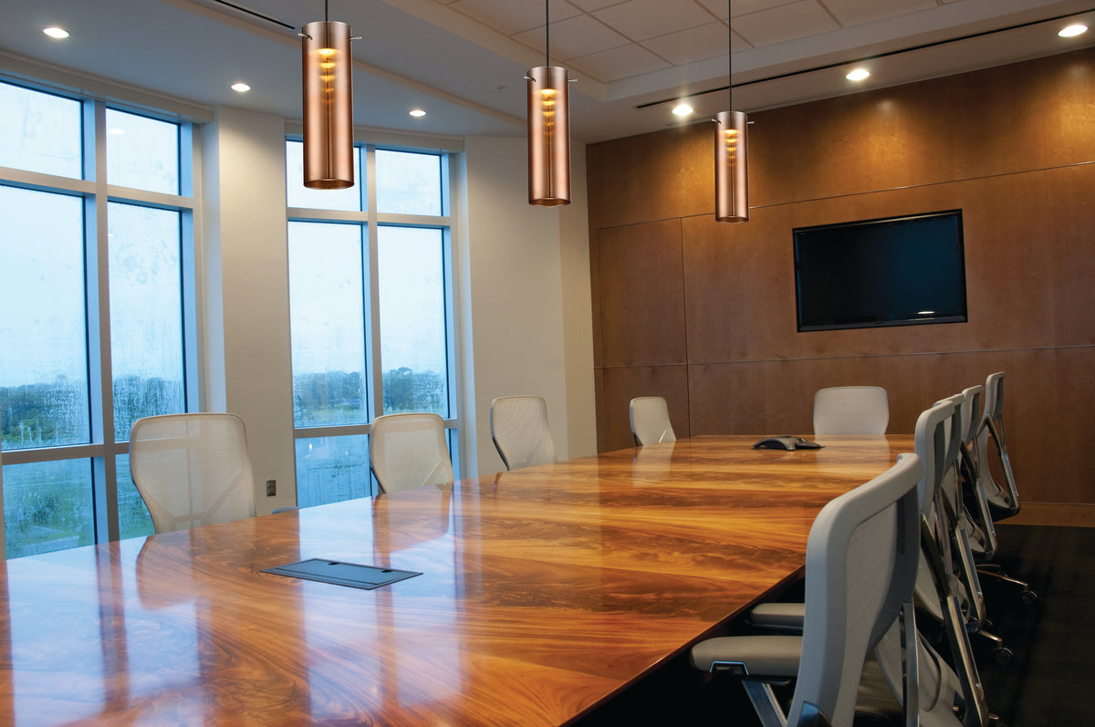 Pulse - LED Mini Pendant with Copper Glass - Brushed Nickel Finish
