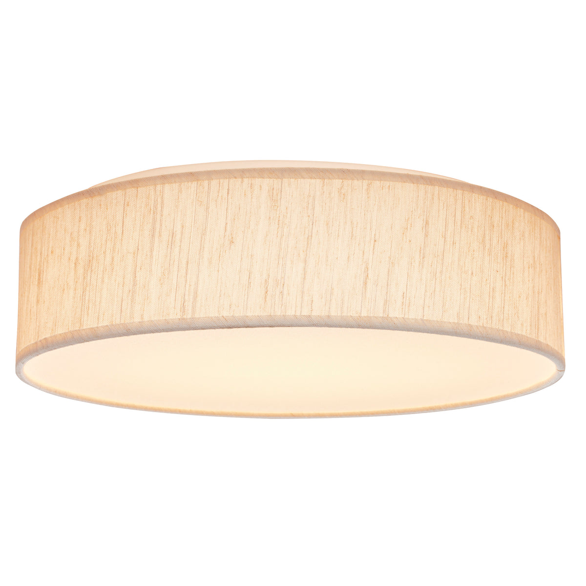 15 inch - CCT Selectable - Fabric Drum LED Decor Flush Mount Fixture - Beige Fabric Shade - Acrylic Diffuser