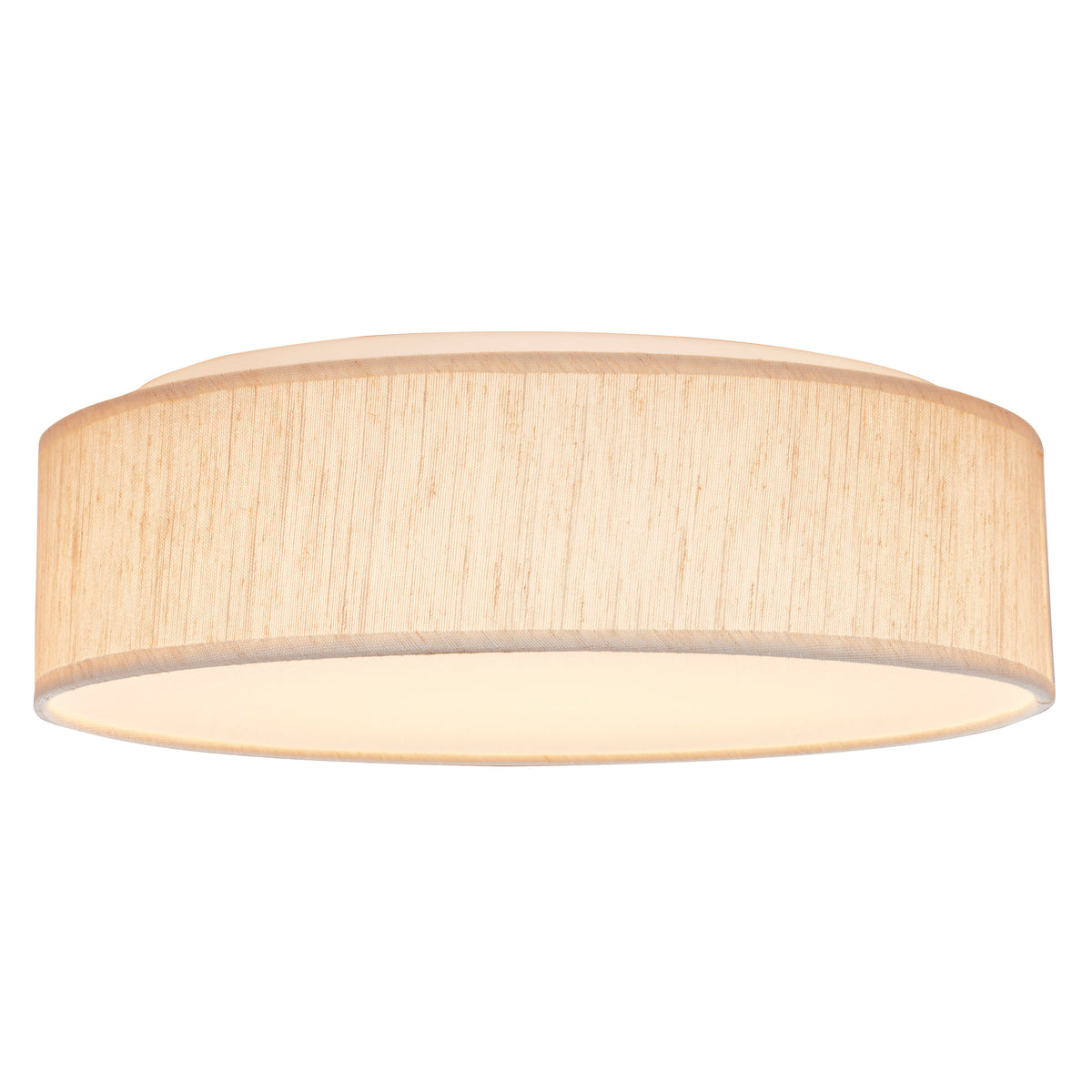 15 inch - CCT Selectable - Fabric Drum LED Decor Flush Mount Fixture - Beige Fabric Shade - Acrylic Diffuser