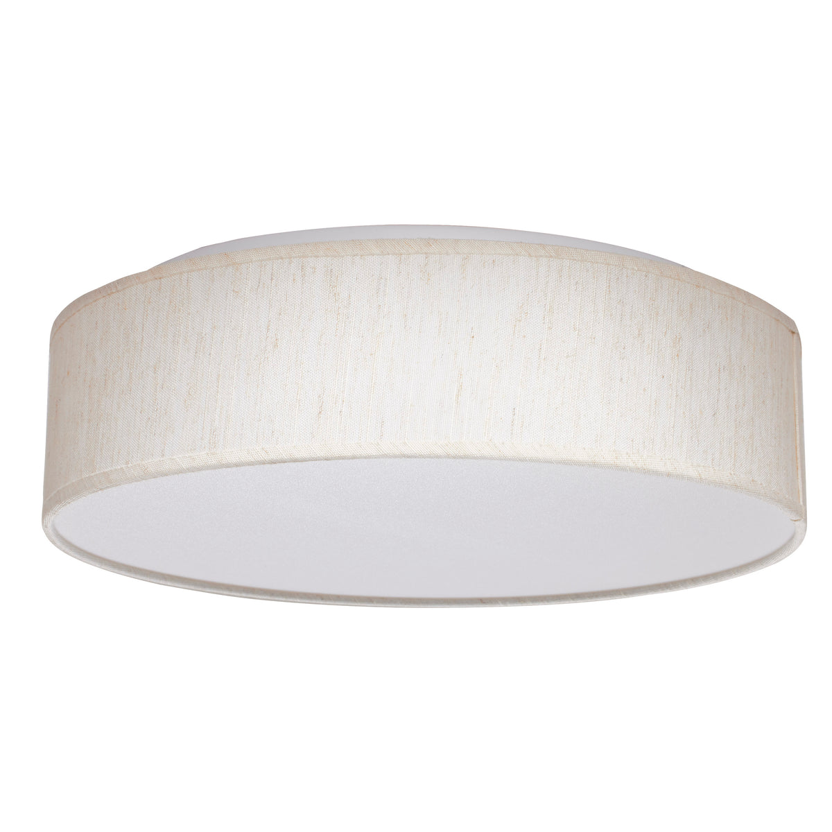 15 inch - CCT Selectable - Fabric Drum LED Decor Flush Mount Fixture - Beige Fabric Shade - Acrylic Diffuser