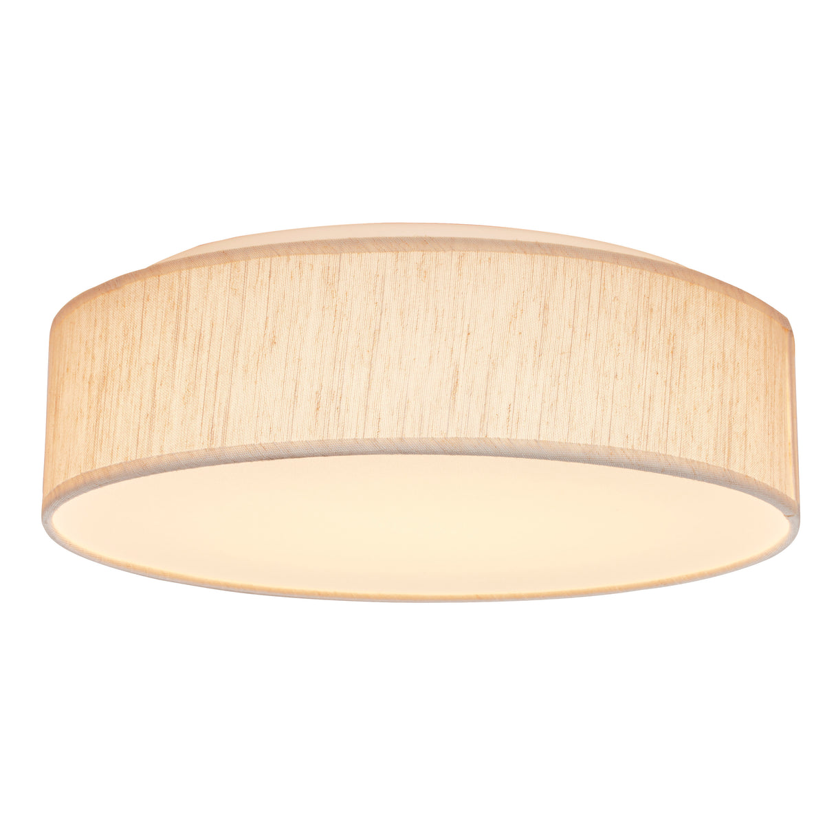 15 inch - CCT Selectable - Fabric Drum LED Decor Flush Mount Fixture - Beige Fabric Shade - Acrylic Diffuser