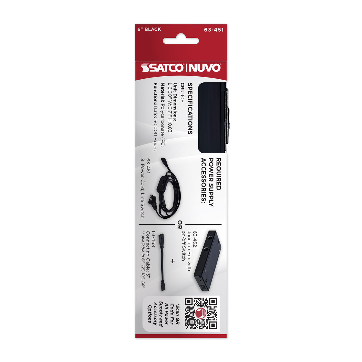 2 Watt 6-Inch LED Under Cabinet - 30K/40K/50K CCT Selectable - Black Finish - 120 Volt