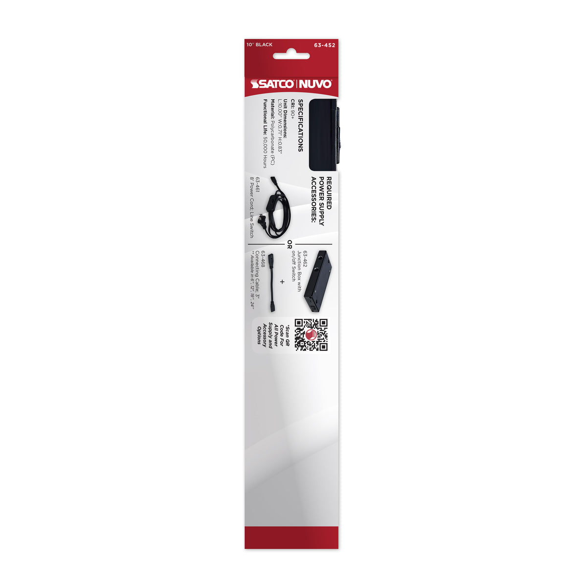 4 Watt 10-Inch LED Under Cabinet - 30K/40K/50K CCT Selectable - Black Finish 120 Volt