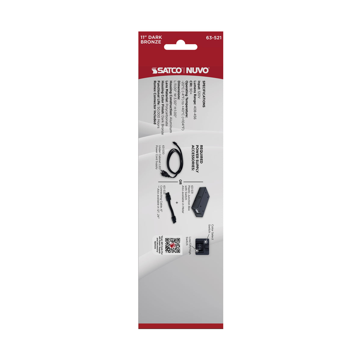 6.5 Watt 11-Inch LED Under Cabinet - 30K/40K/50K 3K/4K/5K CCT Selectable - Dark Bronze - 120 Volt