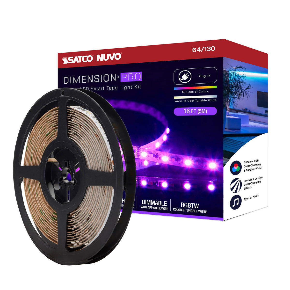Dimension Pro - Tape Light strip - 16 ft. - Hi-Output - RGB plus Tunable White - Plug connection - Starfish IOT Capable - IR