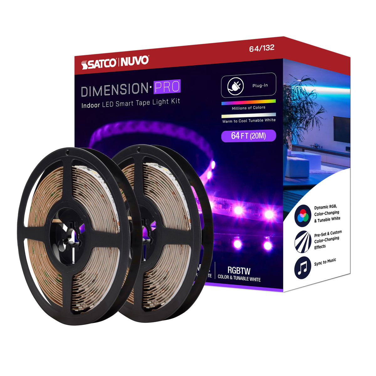 Dimension Pro - Tape Light strip - 64 ft. - Hi-Output - RGB plus Tunable White - Plug connection - Starfish IOT Capable - IR