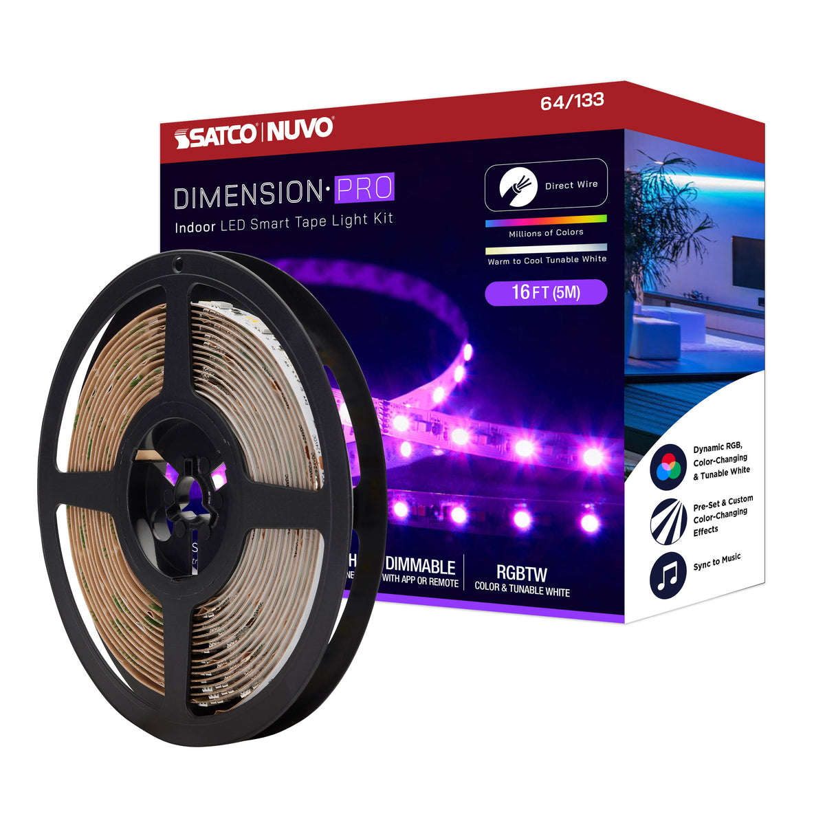 Dimension Pro - Tape Light strip - 16 ft. - Hi-Output - RGB plus Tunable White - J-Box connection - Starfish IOT Capable - IR