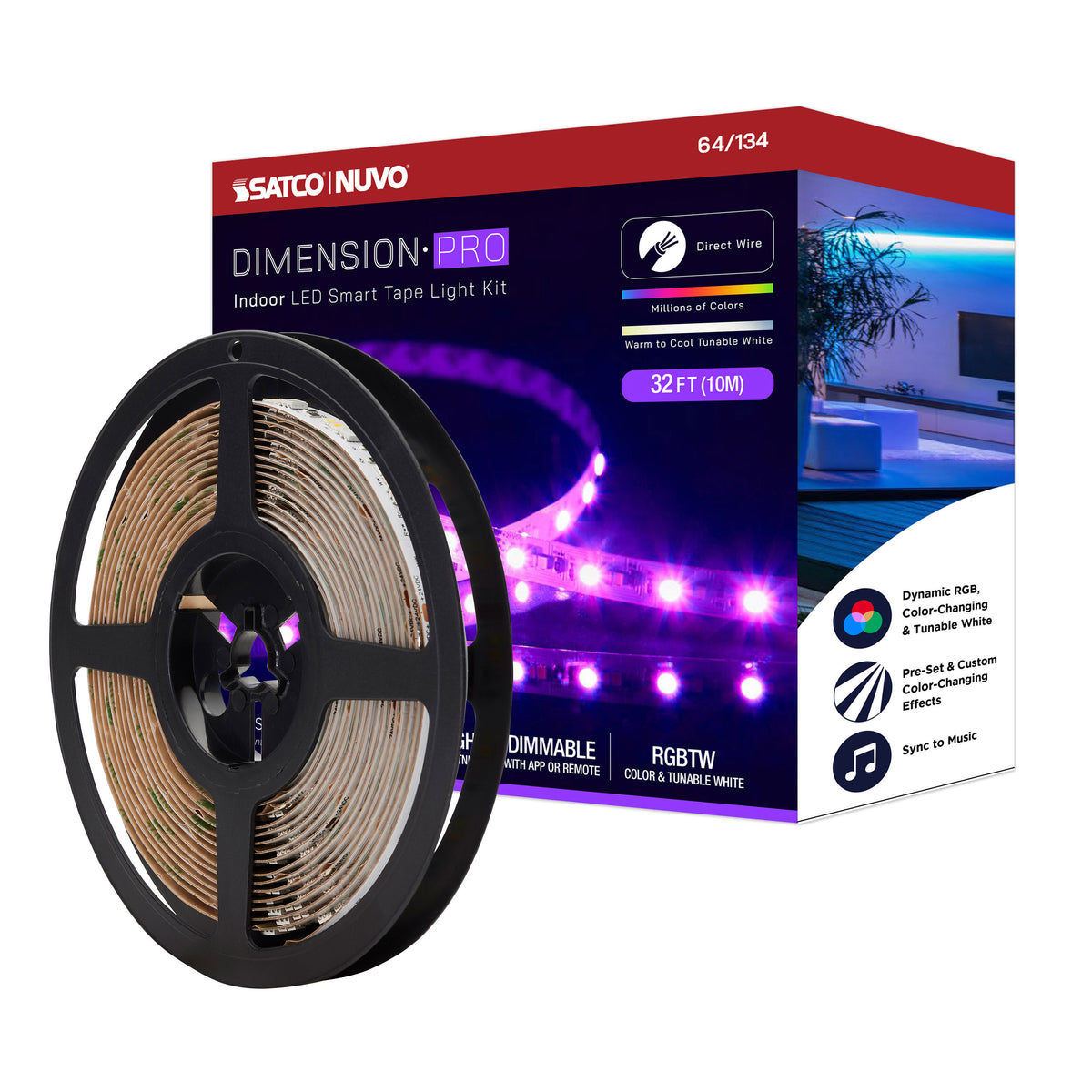 Dimension Pro - Tape Light strip - 32 ft. - Hi-Output - RGB plus Tunable White - J-Box connection - Starfish IOT Capable - IR