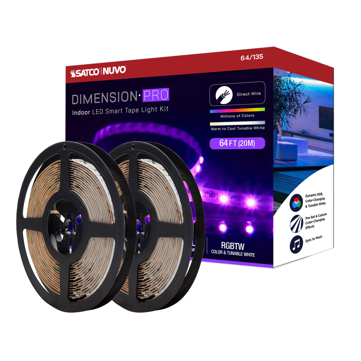 Dimension Pro - Tape Light strip - 64 ft. - Hi-Output - RGB plus Tunable White - J-Box connection - Starfish IOT Capable - IR