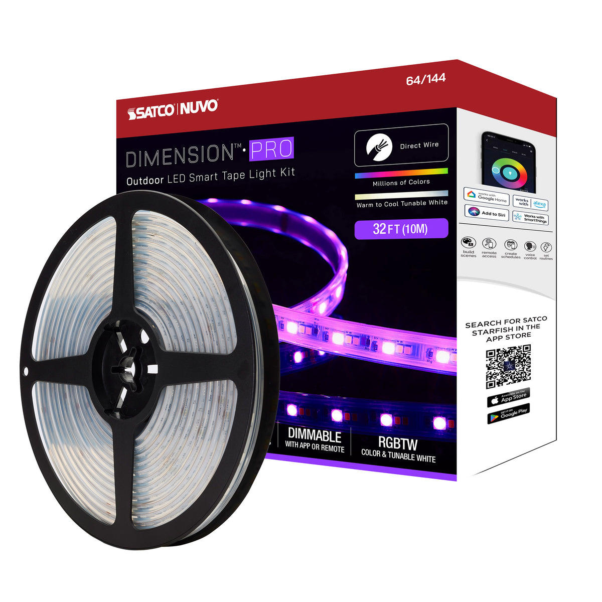 Dimension Pro - Tape Light strip - 32 ft. - Hi-Output - RGB plus Tunable White - J-Box connection - IP65 - Starfish IOT