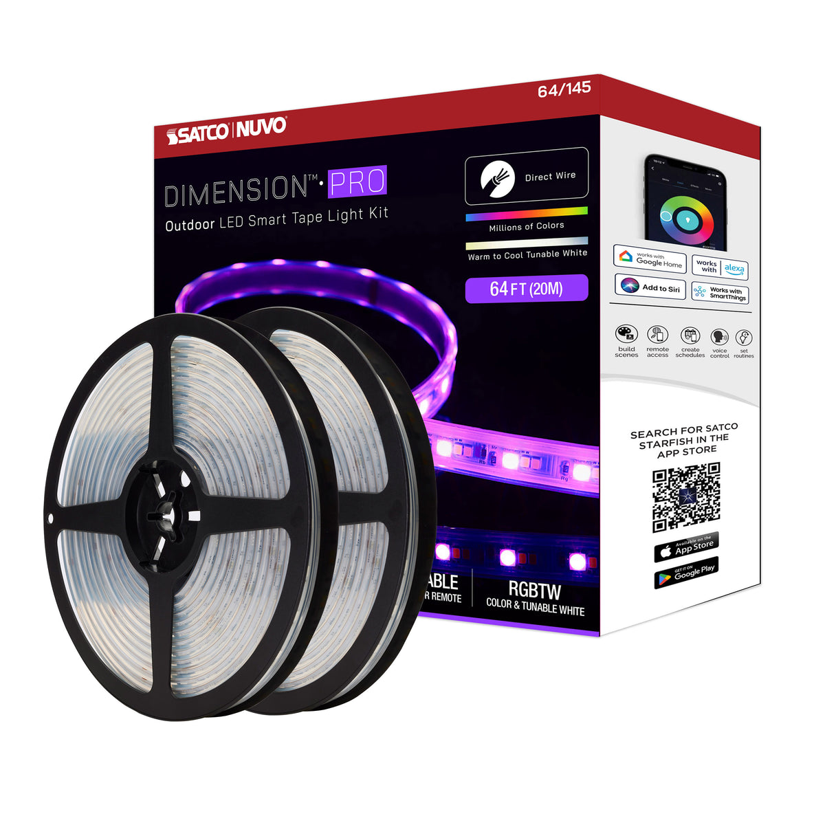Dimension Pro - Tape Light strip - 64 ft. - Hi-Output - RGB plus Tunable White - J-Box connection - IP65 - Starfish IOT
