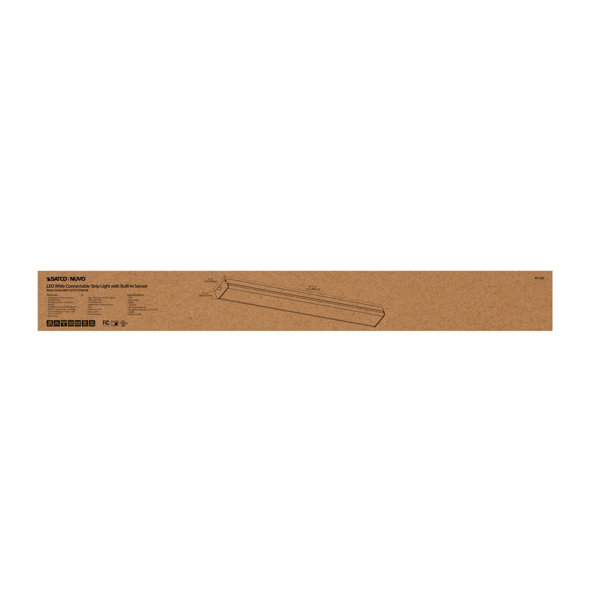 LED 4 ft. - Wide Strip Light - 40W - 4000K - White Finish - Connectible with Sensor