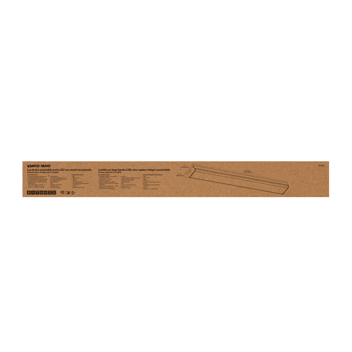 LED 4 ft. - Wide Strip Light - 40W - 4000K - White Finish - Connectible with Sensor