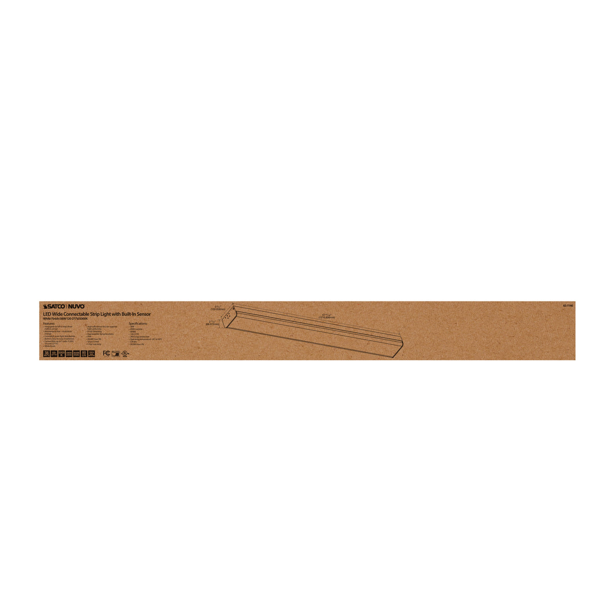 LED 4 ft. - Wide Strip Light - 40W - 5000K - White Finish - Connectible with Sensor