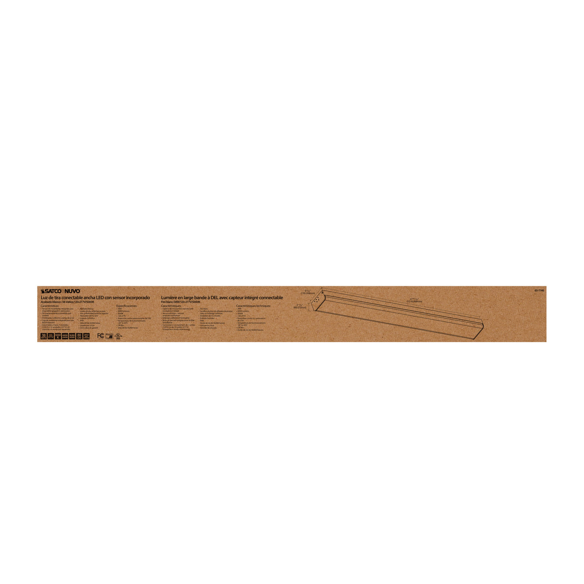 LED 4 ft. - Wide Strip Light - 40W - 5000K - White Finish - Connectible with Sensor
