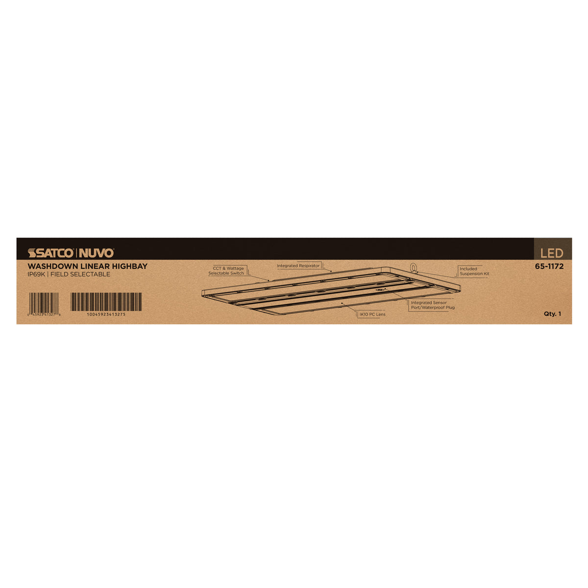 240/220/180 Watt LED Linear High Bay - 3K/4K/5K CCT - IP69K - 120-347 Volt - White Finish
