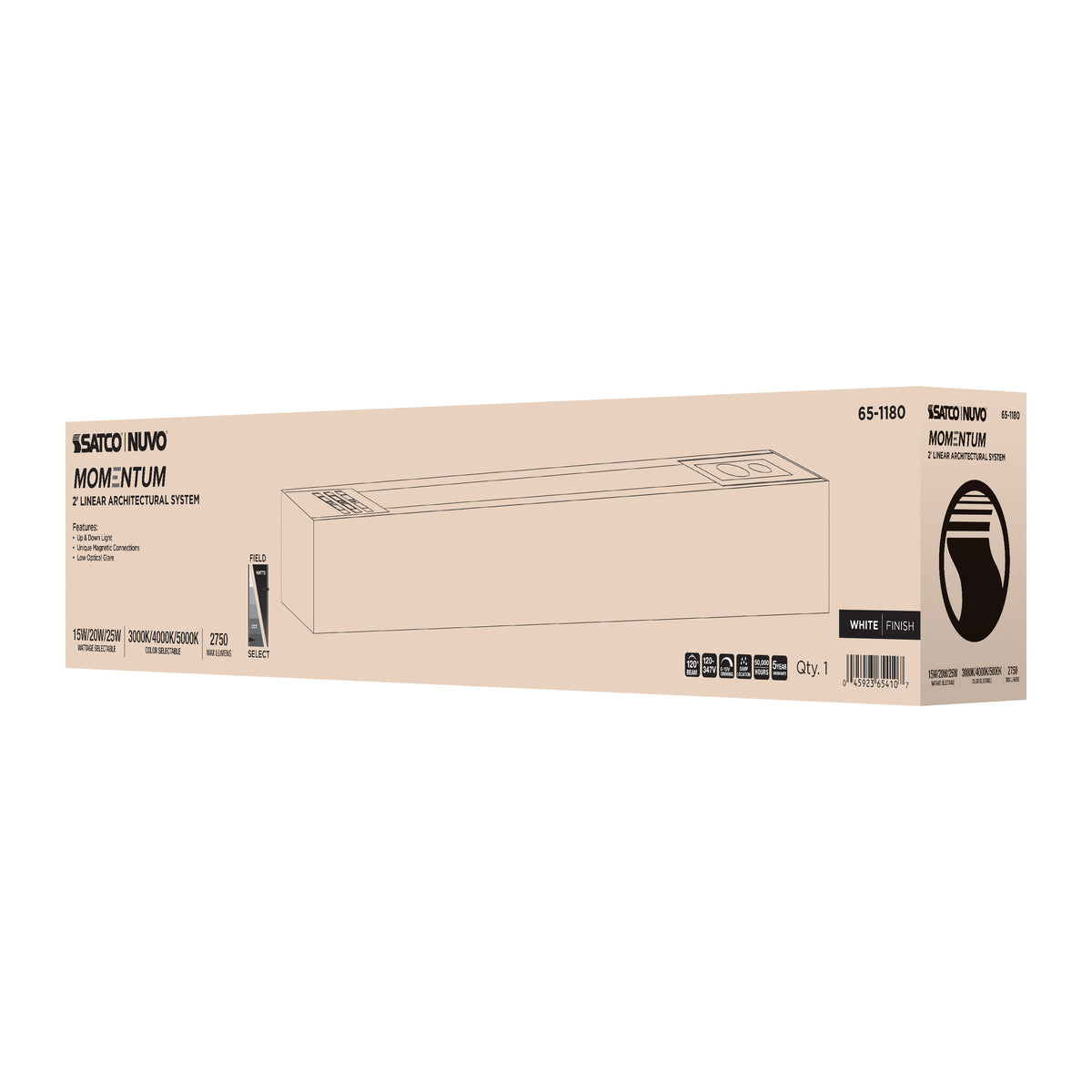 Momentum - 2 Foot LED Connectable Linear Strip - Up and Down Selectable - White Finish