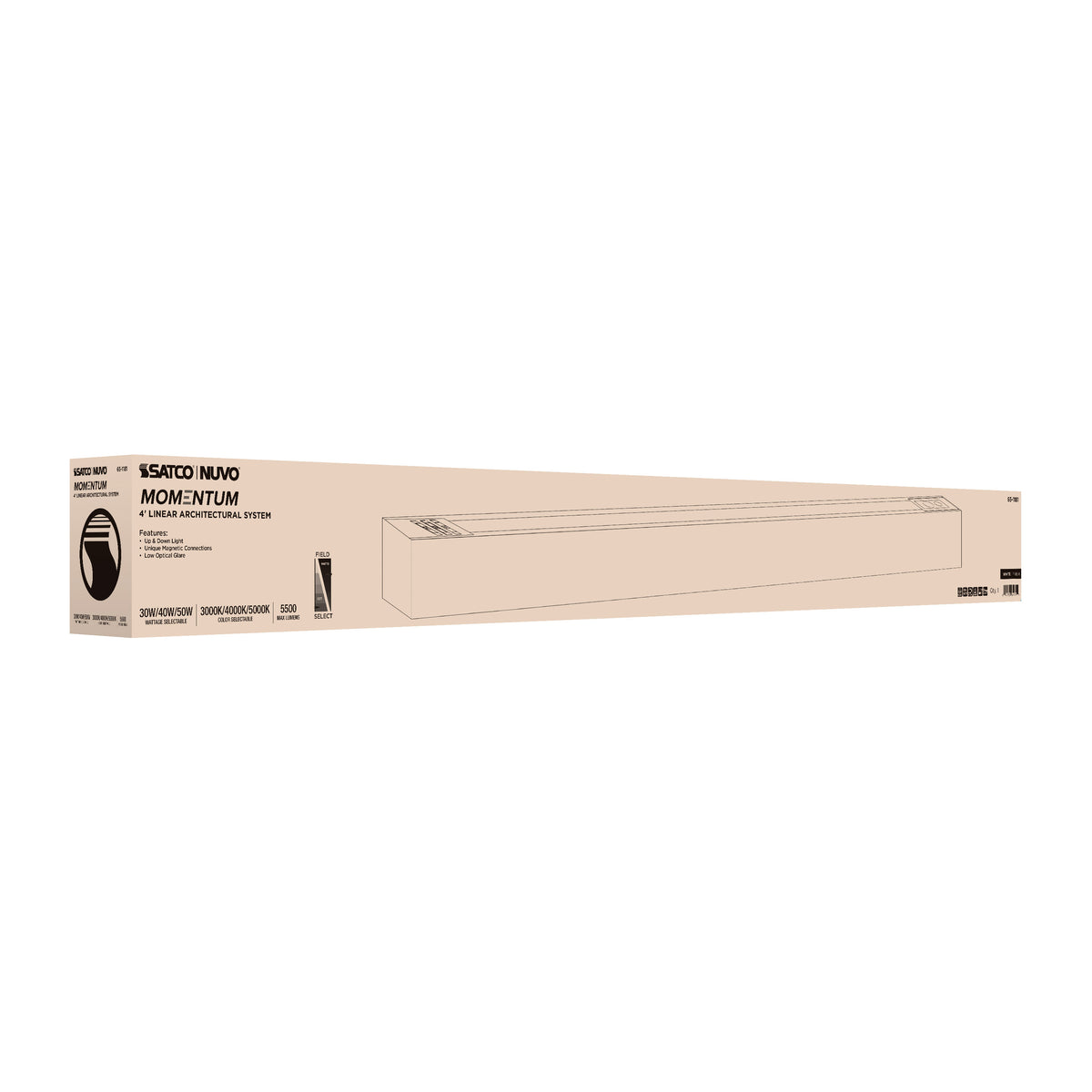 Momentum - 4 Foot LED Connectable Linear Strip - Up and Down Selectable - White Finish