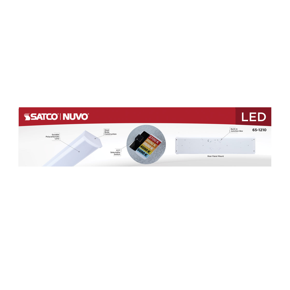 LED 2 Foot Wrap - 20 Watts - 27K/30K/35K/40K/50K CCT Selectable - White Finish - 120-277 Volt