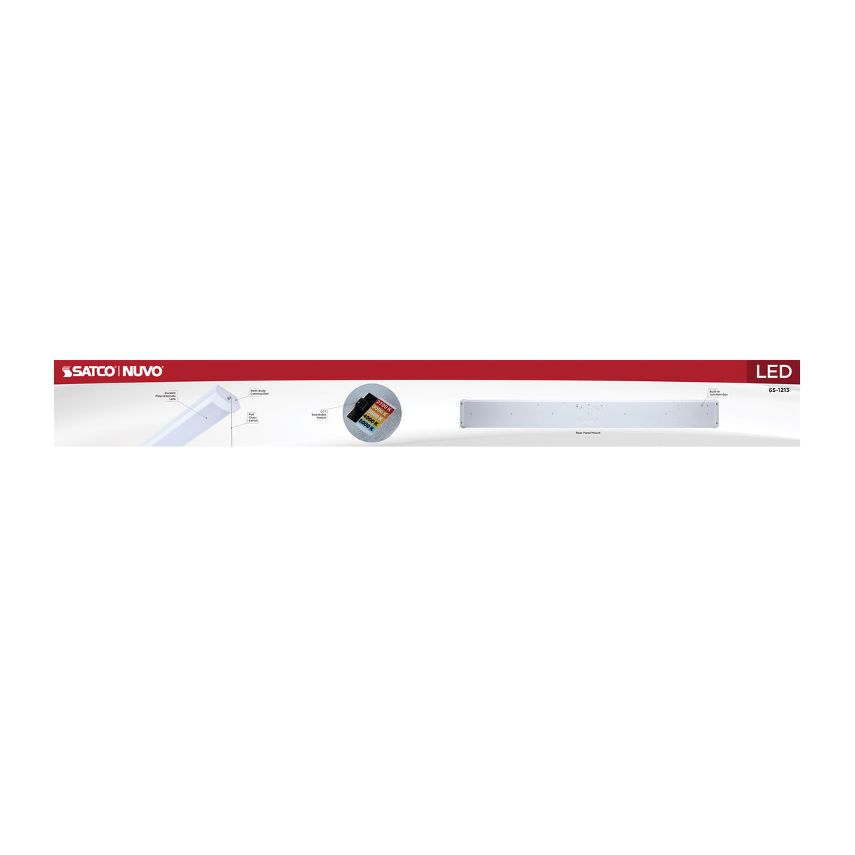 LED 4 Foot Wrap with Pull Chain - 39 Watts - 27K/30K/35K/40K/50K CCT Selectable - White Finish - 120 Volt